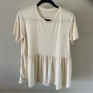 American Eagle Cream/Ivory Short Sleeve Peplum Tee Sz S